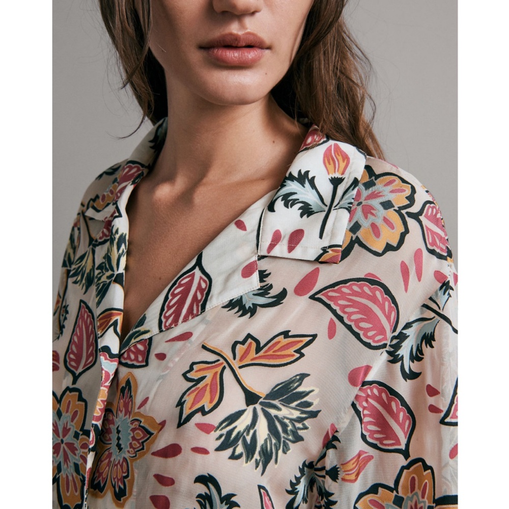 rag & bone Mare Silk Blend Floral Cropped Shirt - Picture 3 of 10